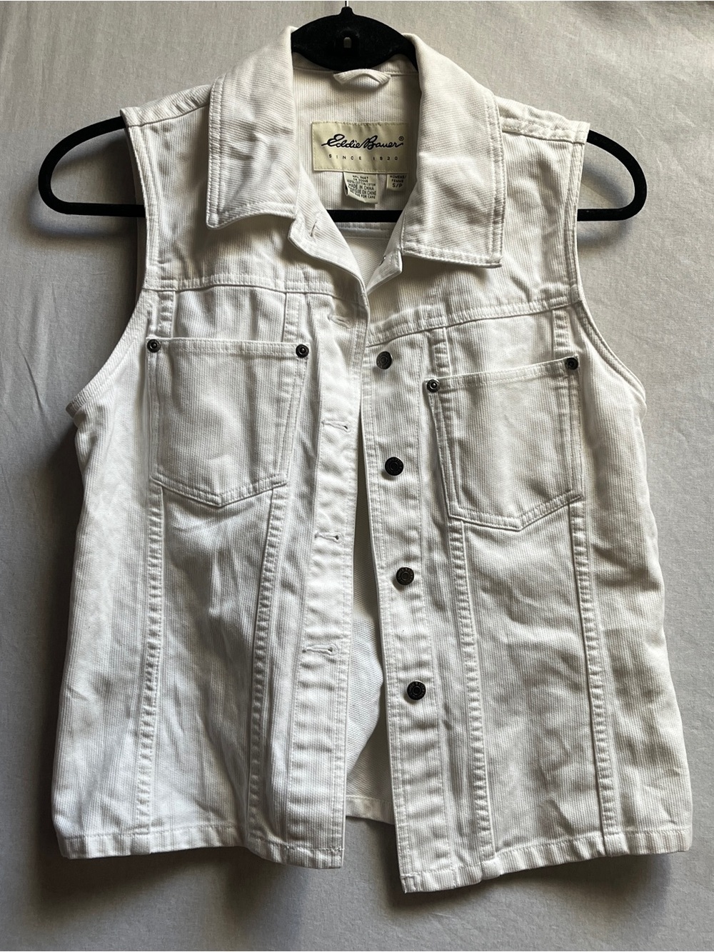 Eddie Bauer White Denim Sleeveless Vest Size S